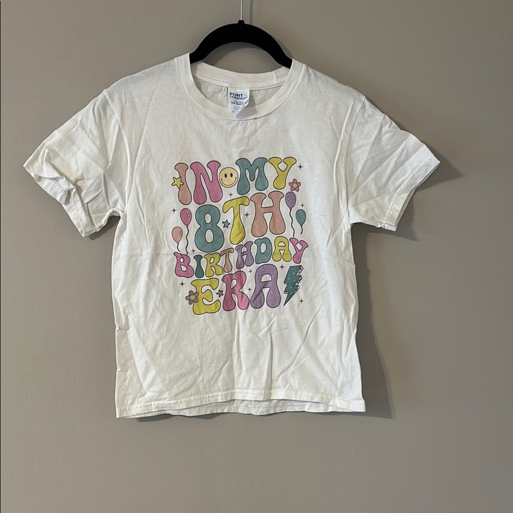White Kids 8th Birthday Shirt